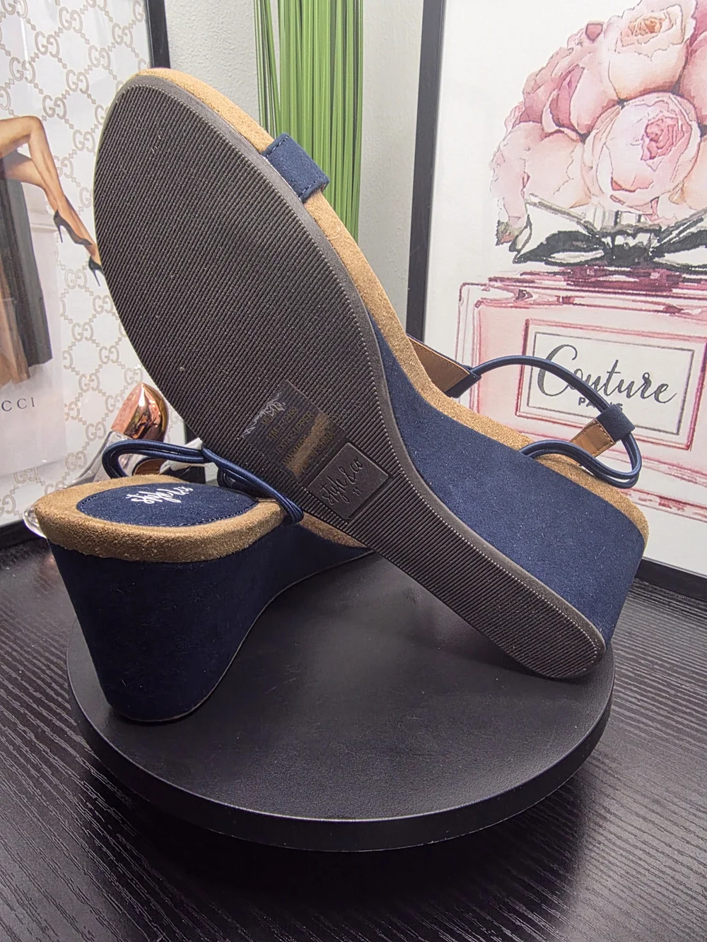 Style & Co. Navy T-Strap Wedge Sandal
